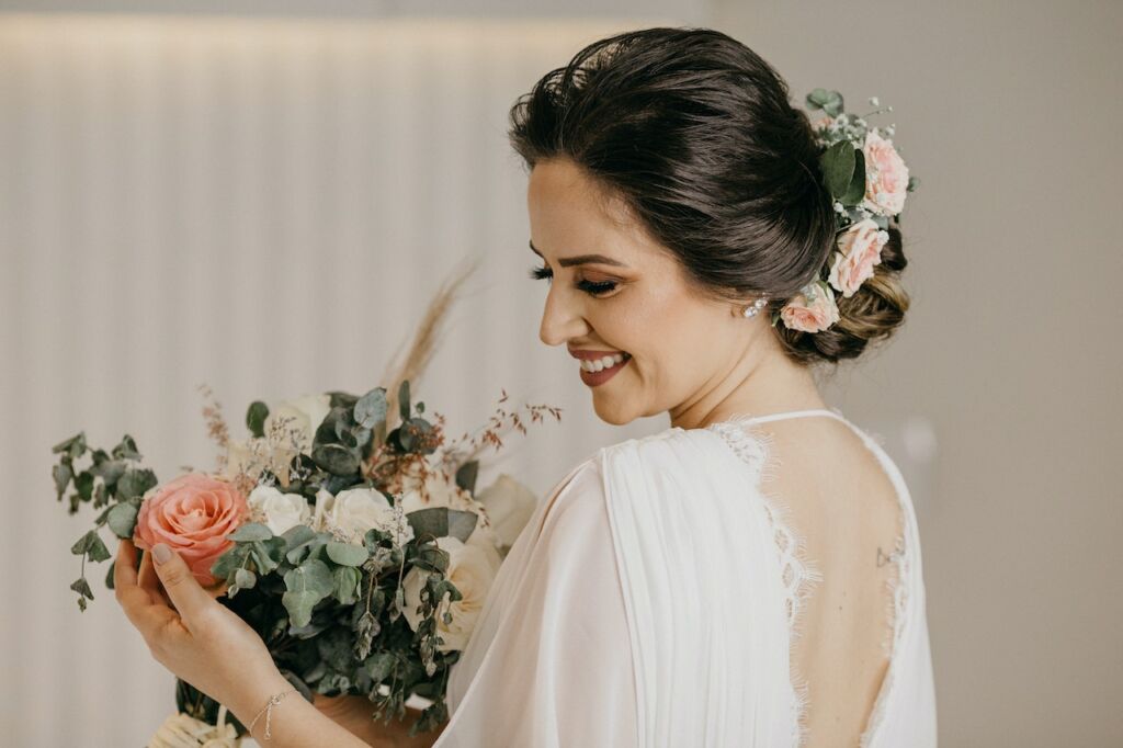 Romantic wedding hair.